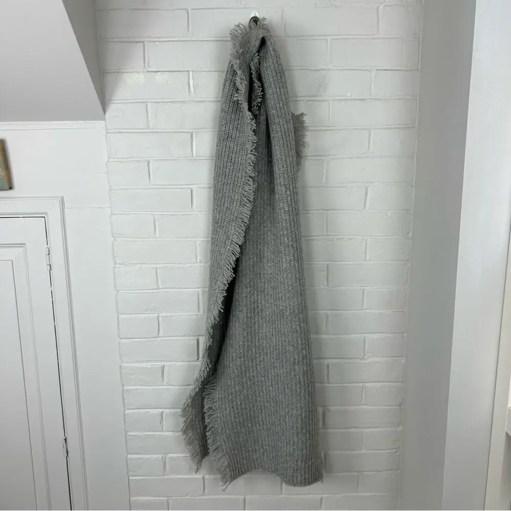UGG Grey Knit Chunky Oversized Fringe Scarf OS